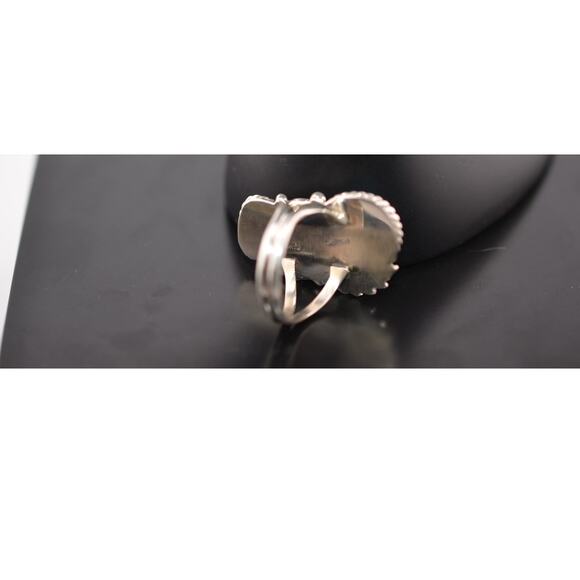 Native America Navajo Sterling Silver Coral & Turquoise Ring By Lorraine Spencer - Picture 4 of 4